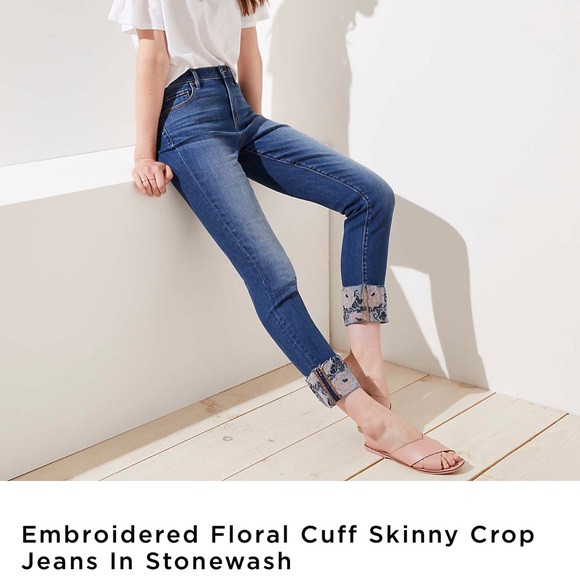 jeans with embroidered cuff